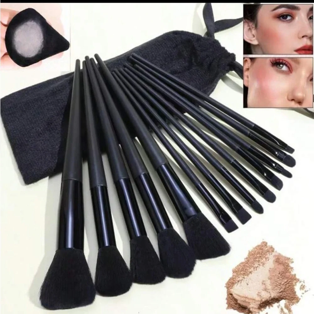 Professional Black 13 piece + Beauty Sponge Makeup Brush Set NEW 🏷️